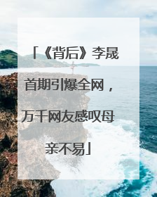 《背后》李晟首期引爆全网，万千网友感叹母亲不易