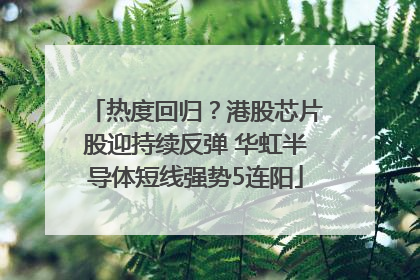 热度回归？港股芯片股迎持续反弹 华虹半导体短线强势5连阳