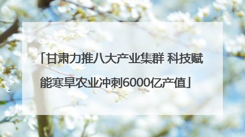 甘肃力推八大产业集群 科技赋能寒旱农业冲刺6000亿产值
