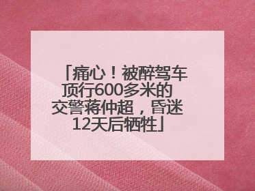 痛心！被醉驾车顶行600多米的交警蒋仲超，昏迷12天后牺牲