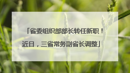 省委组织部部长转任新职！近日，三省常务副省长调整
