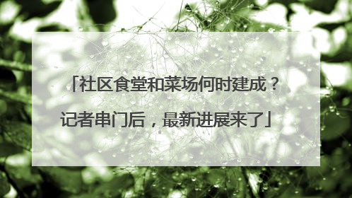 社区食堂和菜场何时建成？记者串门后，最新进展来了