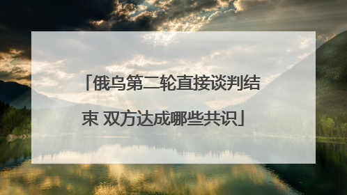 俄乌第二轮直接谈判结束 双方达成哪些共识