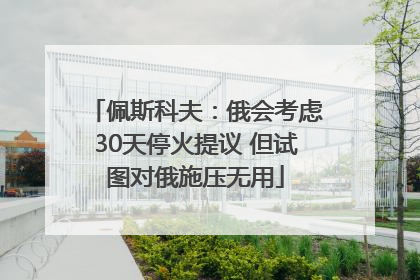 佩斯科夫：俄会考虑30天停火提议 但试图对俄施压无用