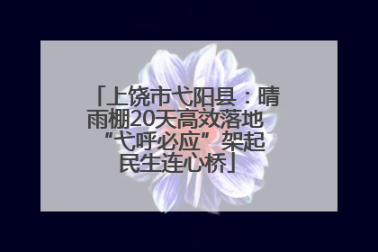 上饶市弋阳县：晴雨棚20天高效落地 “弋呼必应”架起民生连心桥