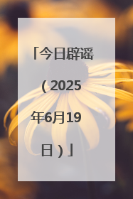 今日辟谣（2025年6月19日）