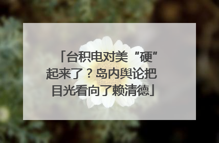 台积电对美“硬”起来了？岛内舆论把目光看向了赖清德