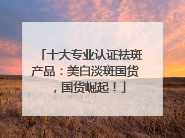 十大专业认证祛斑产品：美白淡斑国货，国货崛起！