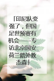印尼队变强了，但国足世预赛有机会——专访北京国安荷兰籍外教杰森