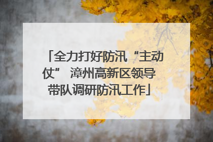 全力打好防汛“主动仗” 漳州高新区领导带队调研防汛工作
