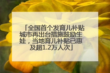 全国首个发育儿补贴城市再出台措施鼓励生娃，当地育儿补贴已惠及超1.2万人次