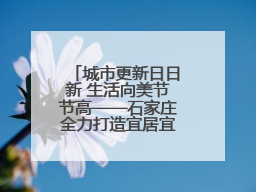 城市更新日日新 生活向美节节高——石家庄全力打造宜居宜业美丽家园