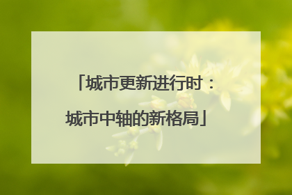 城市更新进行时：城市中轴的新格局