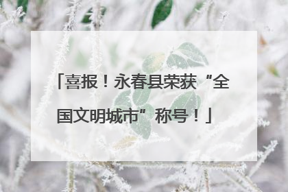 喜报！永春县荣获“全国文明城市”称号！