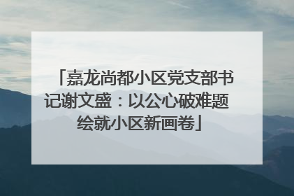 嘉龙尚都小区党支部书记谢文盛：以公心破难题 绘就小区新画卷