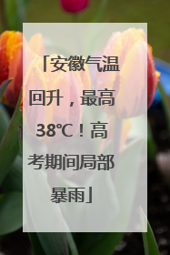 安徽气温回升，最高38℃！高考期间局部暴雨