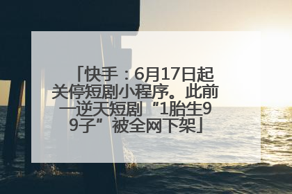 快手：6月17日起关停短剧小程序。此前一逆天短剧“1胎生99子”被全网下架