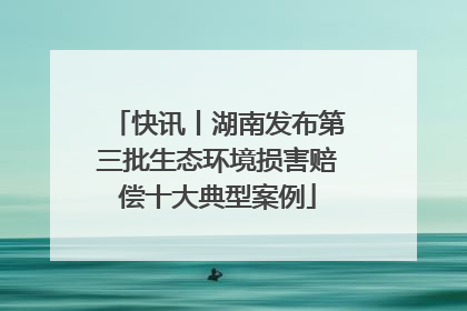 快讯丨湖南发布第三批生态环境损害赔偿十大典型案例