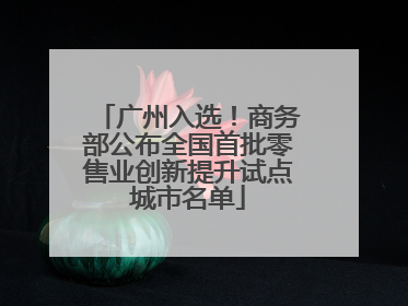 广州入选！商务部公布全国首批零售业创新提升试点城市名单