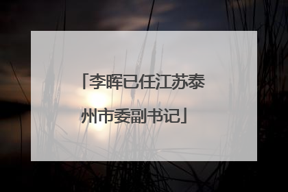李晖已任江苏泰州市委副书记
