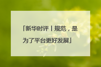 新华时评丨规范，是为了平台更好发展