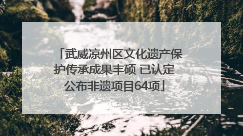 武威凉州区文化遗产保护传承成果丰硕 已认定公布非遗项目64项
