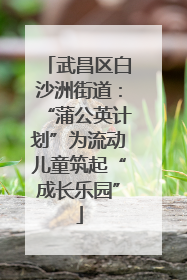 武昌区白沙洲街道：“蒲公英计划”为流动儿童筑起“成长乐园”