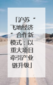 沪苏“飞地经济”合作新模式：以重大项目牵引产业链升级