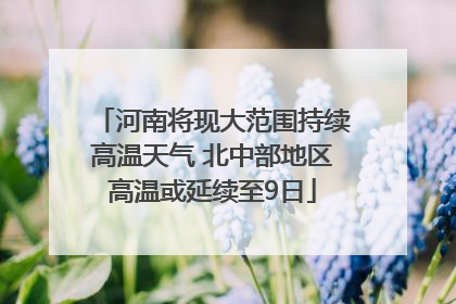 河南将现大范围持续高温天气 北中部地区高温或延续至9日