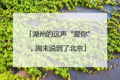 湖州的这声“爱你”，周末说到了北京