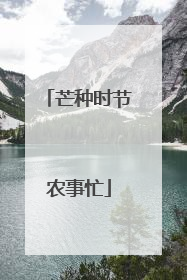 芒种时节农事忙