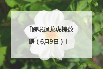 跨境通龙虎榜数据（6月9日）