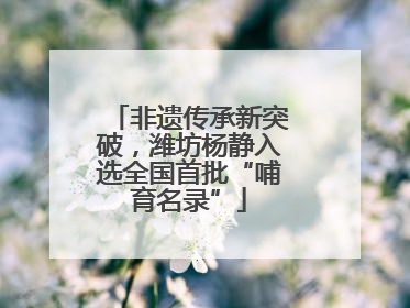 非遗传承新突破，潍坊杨静入选全国首批“哺育名录”