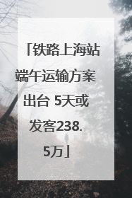 铁路上海站端午运输方案出台 5天或发客238.5万