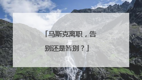 马斯克离职，告别还是暂别？