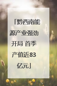 黔西南能源产业强劲开局 首季产值近83亿元