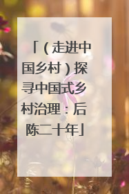 （走进中国乡村）探寻中国式乡村治理：后陈二十年