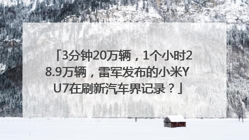 3分钟20万辆，1个小时28.9万辆，雷军发布的小米YU7在刷新汽车界记录？