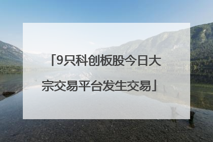 9只科创板股今日大宗交易平台发生交易